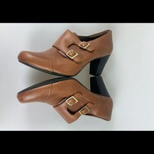 Clarks-Brown Cap Toe Monk Strap Ankle Boots